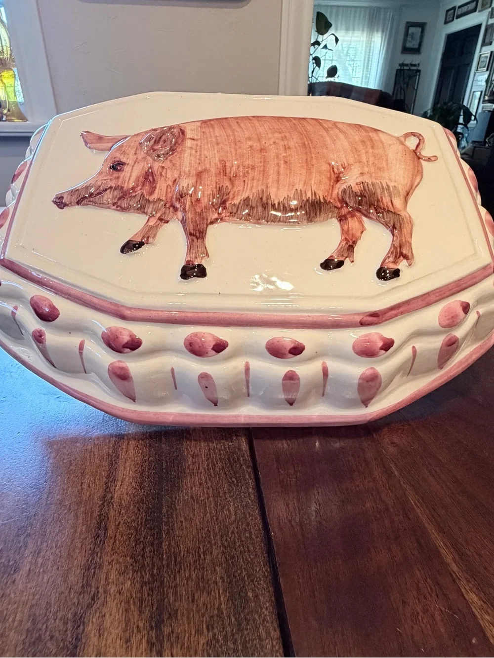 Vintage 70s Handpainted Hanging Pig Mold...Made in Italy 101/2 x 8